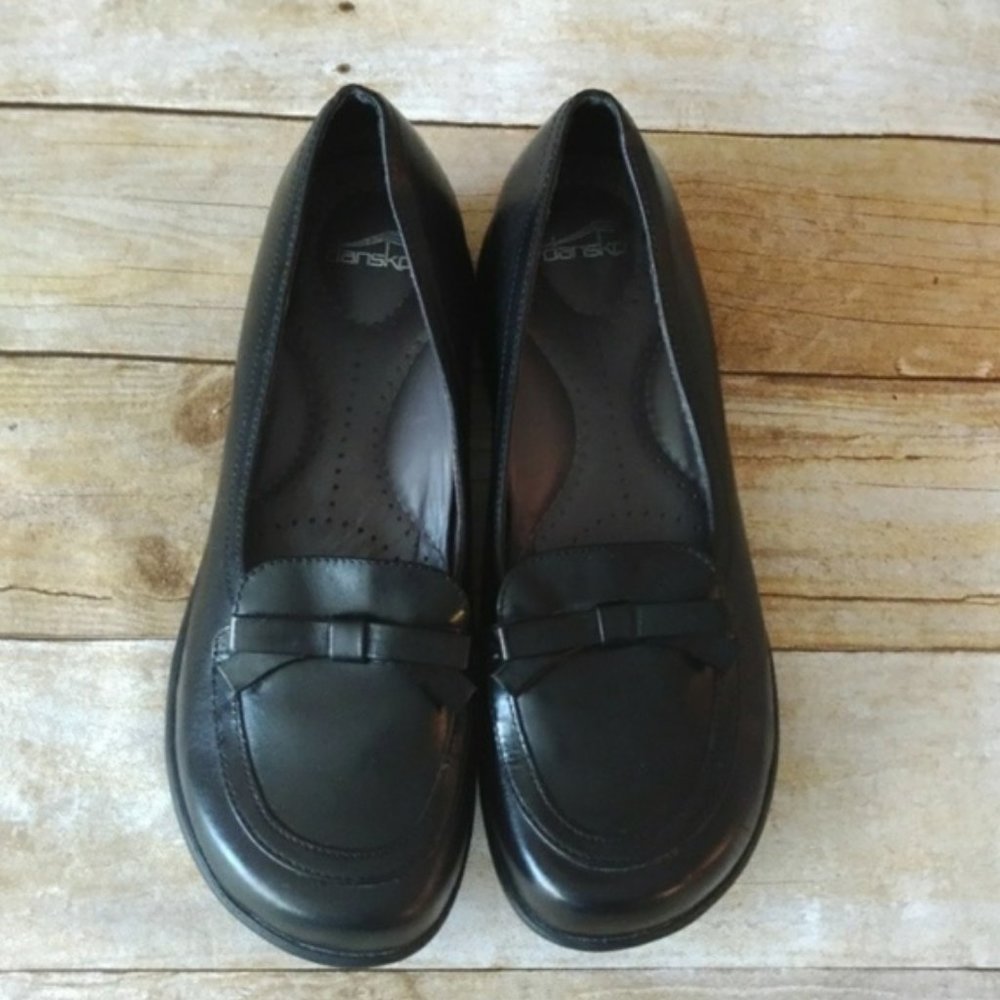 Dansko Danielle Bow Loafer Flats Black Size 8 (38)